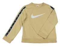 Béžová mikina s logy a pruhem Nike