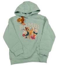 Nové - Světlezelená mikina s Bambim a kapucí PRIMARK