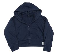 Tmavomodrá propínací crop mikina s kapucí George