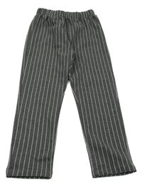 Tmavošedo-bílé pruhované kalhoty SHEIN