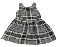 Šedo-černo-červené kostkované šaty 