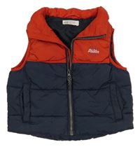 Červeno-antracitová šusťáková zateplená vesta s nápisem H&M