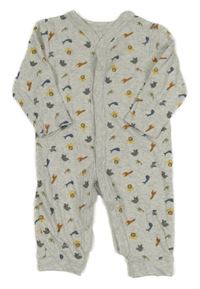 Šedý melírovaný overal se zvířaty Tu