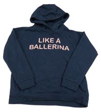 Tmavomodrá mikina s nápisem a kapucí Topolino