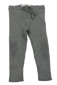 Šedé žebrované pletené kalhoty Zara