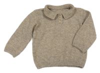 Béžovo-šedý melírovaný svetr s límečkem Matalan
