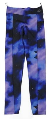 Černo-fialové galaxy sportovní legíny C&A