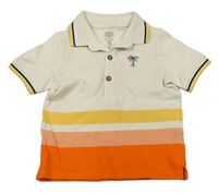 Béžovo-oranžové polo tričko s palmou F&F