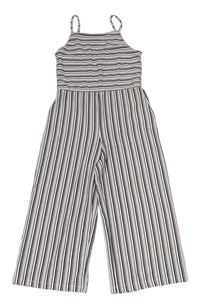 Levandulovo-černo-bílý pruhovaný culottes overal H&M