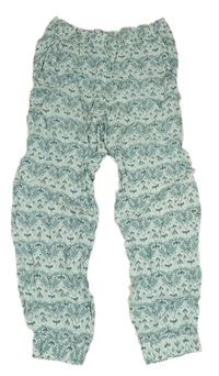Světlemodré vzorované harémové kalhoty H&M