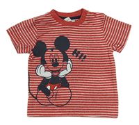 Červeno-bílé pruhované tričko s Mickeym Disney