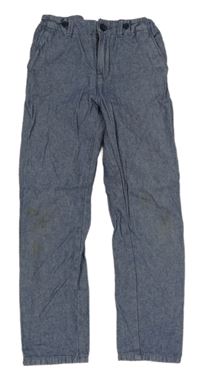 Tmavomodré melírované plátěné chino kalhoty H&M