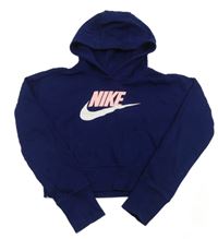 Tmavomodrá crop mikina s logem a kapucí Nike