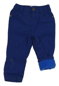 Modro-černé kostičkované podšité kalhoty Pep&Co