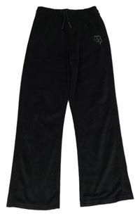 Černé plyšové kalhoty s květem z kamínků Dunnes