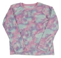 Světlerůžovo-tyrkysovo-fialová vzorovaná plyšová mikina Matalan