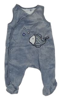 Modrošedé sametové dupačky s rybičkou H&M