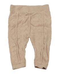 Světlerůžové vzorované pletené kalhoty Tu