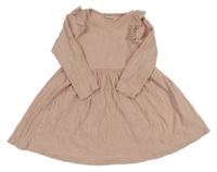 Světlerůžové žebrované šaty s volánky F&F