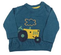 Tmavozelený svetr s traktorem M&S