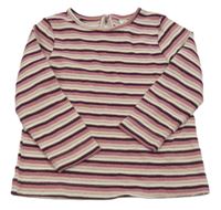 Růžovo-vínovo-bílé pruhované úpletové triko Topolino 