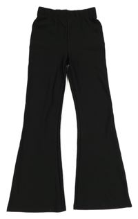 Černé žebrované flare kalhoty Primark