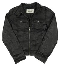 Černá koženková crop jarní bunda Nanguun