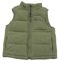 Khaki šusťáková prošívaná zateplená vesta F&F