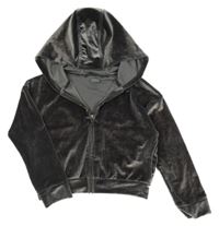 Stříbrno-zlatá sametová propínací crop mikina s kapucí Next