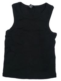 Černý žebrovaný crop top New Look 