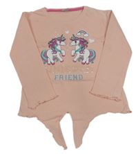 Broskvové triko s jednorožci a zavazováním Kiki&Koko