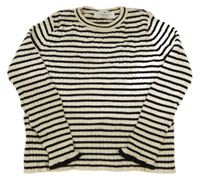 Smetanovo-černý pruhovaný žebrovaný svetr H&M