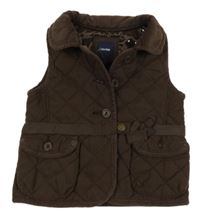 Čokoládová šusťáková prošívaná zateplená vesta GAP