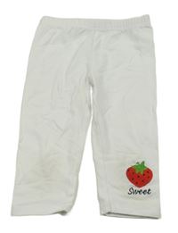 Bílé capri legíny s jahůdkou 