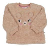 Světlerůžová chlupatá mikina s medvídkem Liegelind