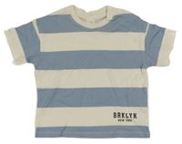 Modro-bílé pruhované tričko s nápisem H&M