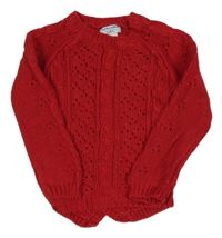 Červený třpytivý svetr s dirkovaným vzorem Laura Ashley