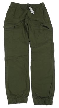 Nové - Khaki plátěné cargo cuff kalhoty Denim Co. 