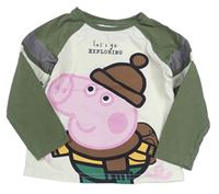 Smetanovo-khaki triko s Peppa Pig a pruhy George