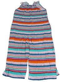 Barevný pruhovaný vzorovaný kalhotový culottes overal RIVER ISLAND