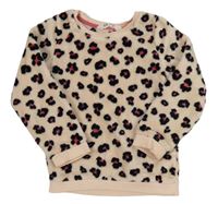 Světlerůžovo-černo-tmavorůžová vzorovaná plyšová mikina zn. H&M