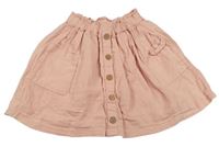 Pudrová paper bag mušelínová sukně s knoflíky zn. Tu