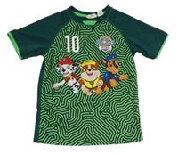 Tmavozeleno-zelený vzorovaný sportovní dres s PAW PATROL a číslem zn H&M