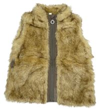 Hnědo-béžová kožešinová podšitá vesta claire