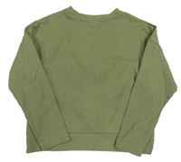 Khaki žebrované oversize crop mikinotriko s překřížením F&F