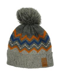 Tmavošedo-šedá melírovaná vzorovaná pletená čepice s bambulí Tu