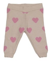 Světlerůžové úpletové tepláky se srdíčky RIVER ISLAND