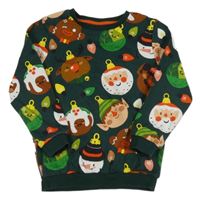 Smaragdová vánoční mikina s ozdobičkami/obrázky Tu