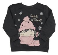 Tmavošedá mikina s dívkou so cute