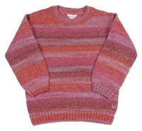 Jahodovo-tmavorůžovo-fialový melírovaný svetr CREW